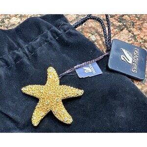 Swarovski Crystal and Gold Toned Dancing Starfish Pin/Brooch - New